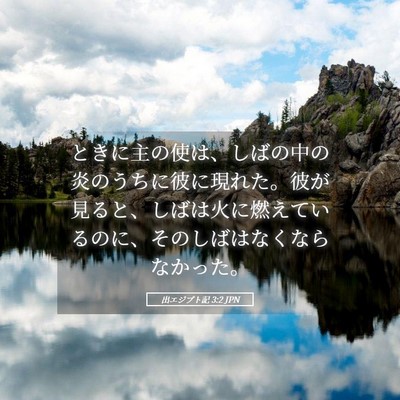 Picture 05 - 出エジプト記 3:2 JPN - ときに主の使は、しばの中の炎のう - Bible Verse Picture