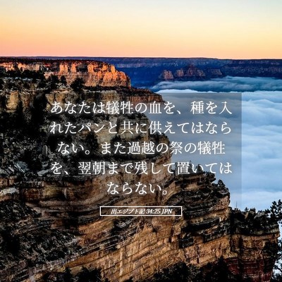 Picture 05 - 出エジプト記 34:25 JPN - あなたは犠牲の血を、種を入れたパ - Bible Verse Picture