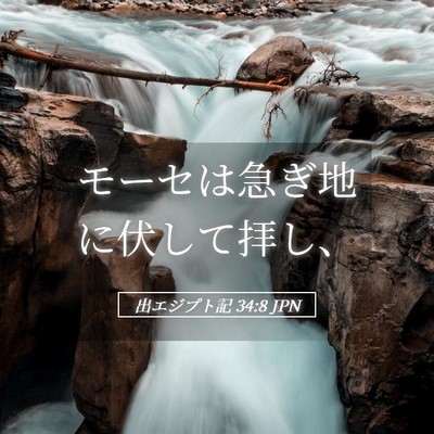 Picture 05 - 出エジプト記 34:8 JPN - モーセは急ぎ地に伏して拝し、 - Bible Verse Picture