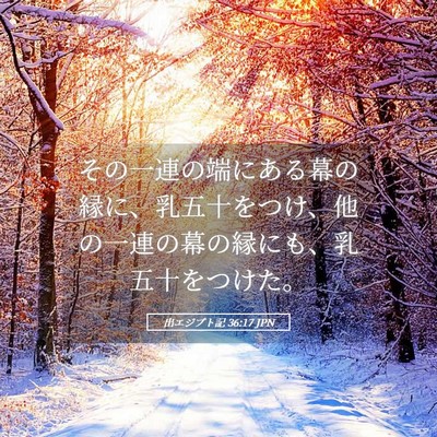 Picture 05 - 出エジプト記 36:17 JPN - その一連の端にある幕の縁に、乳五 - Bible Verse Picture