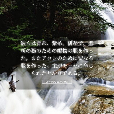Picture 05 - 出エジプト記 39:1 JPN - 彼らは青糸、紫糸、緋糸で、聖所の - Bible Verse Picture