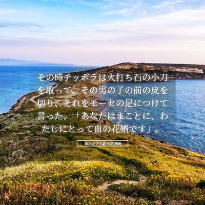 Picture 05 - 出エジプト記 4:25 JPN - その時チッポラは火打ち石の小刀を - Bible Verse Picture