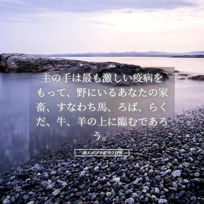 Picture 05 - 出エジプト記 9:3 JPN - 主の手は最も激しい疫病をもって、 - Bible Verse Picture