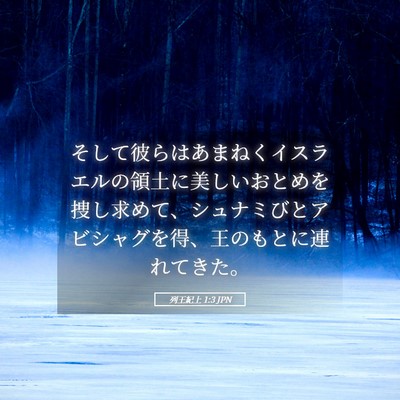 Picture 05 - 列王紀上 1:3 JPN - そして彼らはあまねくイスラエルの - Bible Verse Picture