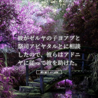 Picture 05 - 列王紀上 1:7 JPN - 彼がゼルヤの子ヨアブと祭司アビヤ - Bible Verse Picture