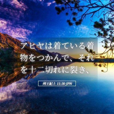 Picture 05 - 列王紀上 11:30 JPN - アヒヤは着ている着物をつかんで、 - Bible Verse Picture