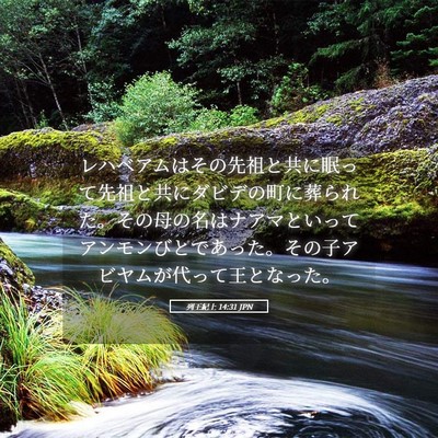Picture 05 - 列王紀上 14:31 JPN - レハベアムはその先祖と共に眠って - Bible Verse Picture