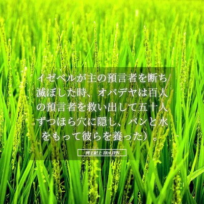 Picture 05 - 列王紀上 18:4 JPN - イゼベルが主の預言者を断ち滅ぼし - Bible Verse Picture