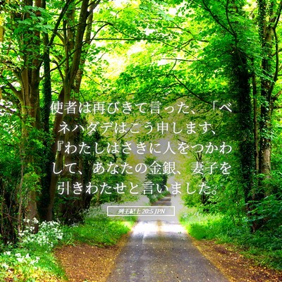 Picture 05 - 列王紀上 20:5 JPN - 使者は再びきて言った、「ベネハダ - Bible Verse Picture