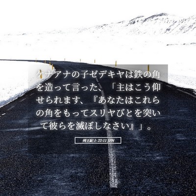 Picture 05 - 列王紀上 22:11 JPN - ケナアナの子ゼデキヤは鉄の角を造 - Bible Verse Picture
