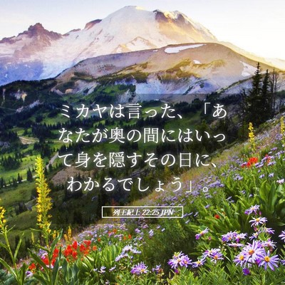 Picture 05 - 列王紀上 22:25 JPN - ミカヤは言った、「あなたが奥の間 - Bible Verse Picture