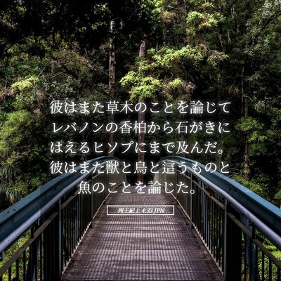 Picture 05 - 列王紀上 4:33 JPN - 彼はまた草木のことを論じてレバノ - Bible Verse Picture