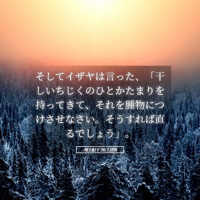 Picture 05 - 列王紀下 20:7 JPN - そしてイザヤは言った、「干しいち - Bible Verse Picture