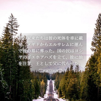 Picture 05 - 列王紀下 23:30 JPN - その家来たちは彼の死体を車に載せ - Bible Verse Picture