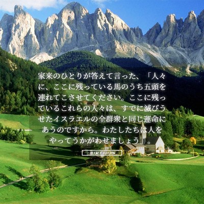 Picture 05 - 列王紀下 7:13 JPN - 家来のひとりが答えて言った、「人 - Bible Verse Picture