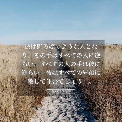 Picture 05 - 創世記 16:12 JPN - 彼は野ろばのような人となり、その - Bible Verse Picture
