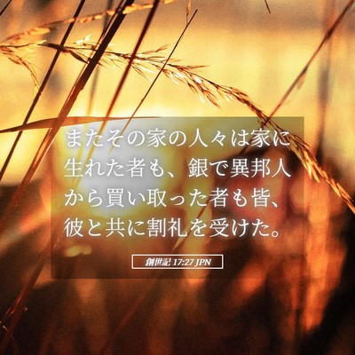 Picture 05 - 創世記 17:27 JPN - またその家の人々は家に生れた者も - Bible Verse Picture