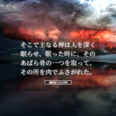 Picture 05 - 創世記 2:21 JPN - そこで主なる神は人を深く眠らせ、 - Bible Verse Picture