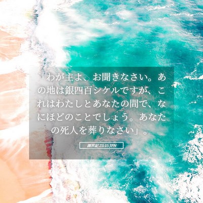 Picture 05 - 創世記 23:15 JPN - 「わが主よ、お聞きなさい。あの地 - Bible Verse Picture
