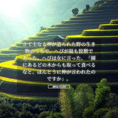 Picture 05 - 創世記 3:1 JPN - さて主なる神が造られた野の生き物 - Bible Verse Picture