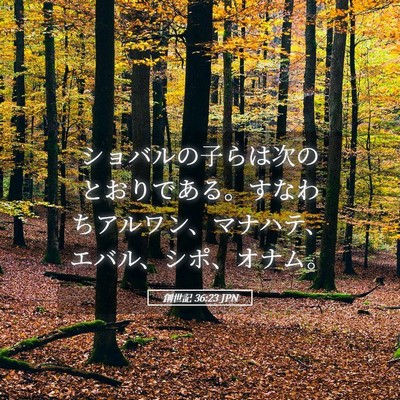 Picture 05 - 創世記 36:23 JPN - ショバルの子らは次のとおりである - Bible Verse Picture