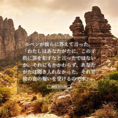 Picture 05 - 創世記 42:22 JPN - ルベンが彼らに答えて言った、「わ - Bible Verse Picture