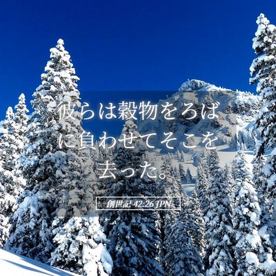 Picture 05 - 創世記 42:26 JPN - 彼らは穀物をろばに負わせてそこを - Bible Verse Picture