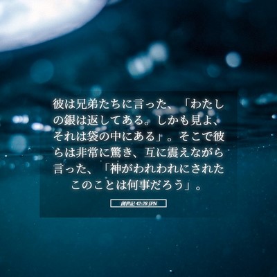 Picture 05 - 創世記 42:28 JPN - 彼は兄弟たちに言った、「わたしの - Bible Verse Picture