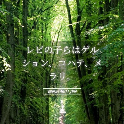 Picture 05 - 創世記 46:11 JPN - レビの子らはゲルション、コハテ、 - Bible Verse Picture