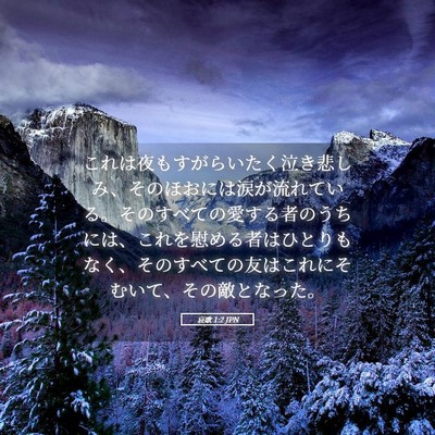 Picture 05 - 哀歌 1:2 JPN - これは夜もすがらいたく泣き悲しみ - Bible Verse Picture