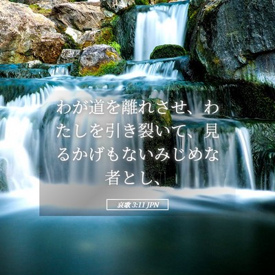 Picture 05 - 哀歌 3:11 JPN - わが道を離れさせ、わたしを引き裂 - Bible Verse Picture