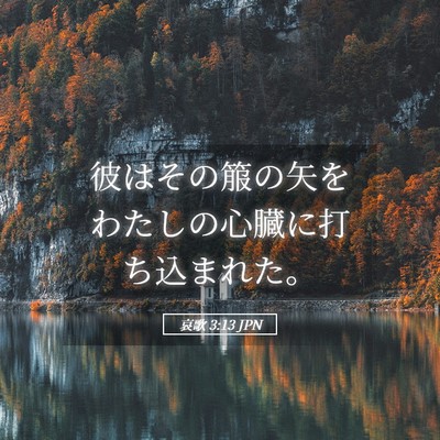 Picture 05 - 哀歌 3:13 JPN - 彼はその箙の矢をわたしの心臓に打 - Bible Verse Picture