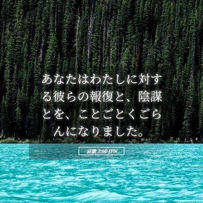 Picture 05 - 哀歌 3:60 JPN - あなたはわたしに対する彼らの報復 - Bible Verse Picture