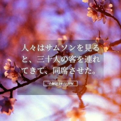 Picture 05 - 士師記 14:11 JPN - 人々はサムソンを見ると、三十人の - Bible Verse Picture