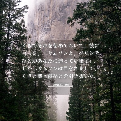 Picture 05 - 士師記 16:14 JPN - くぎでそれを留めておいて、彼に言 - Bible Verse Picture