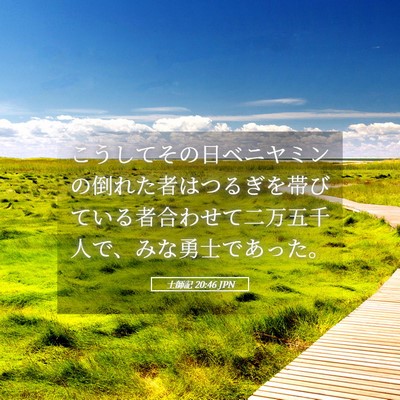 Picture 05 - 士師記 20:46 JPN - こうしてその日ベニヤミンの倒れた - Bible Verse Picture
