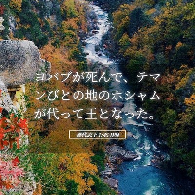 Picture 05 - 歴代志上 1:45 JPN - ヨバブが死んで、テマンびとの地の - Bible Verse Picture