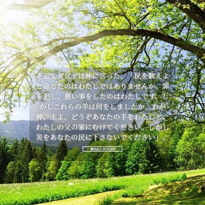 Picture 05 - 歴代志上 21:17 JPN - そしてダビデは神に言った、「民を - Bible Verse Picture