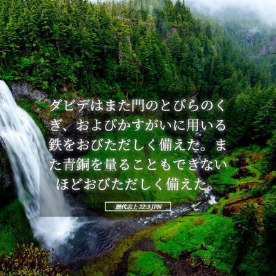Picture 05 - 歴代志上 22:3 JPN - ダビデはまた門のとびらのくぎ、お - Bible Verse Picture