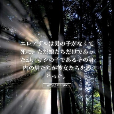 Picture 05 - 歴代志上 23:22 JPN - エレアザルは男の子がなくて死に、 - Bible Verse Picture