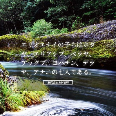 Picture 05 - 歴代志上 3:24 JPN - エリオエナイの子らはホダヤ、エリ - Bible Verse Picture