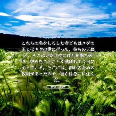 Picture 05 - 歴代志上 4:41 JPN - これらの名をしるした者どもはユダ - Bible Verse Picture