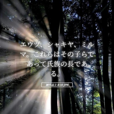 Picture 05 - 歴代志上 8:10 JPN - エウヅ、シャキヤ、ミルマ。これら - Bible Verse Picture
