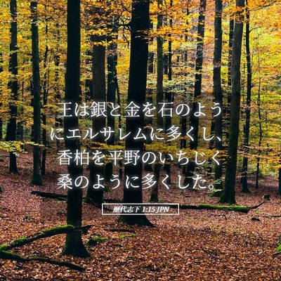 Picture 05 - 歴代志下 1:15 JPN - 王は銀と金を石のようにエルサレム - Bible Verse Picture