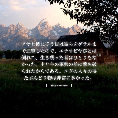 Picture 05 - 歴代志下 14:13 JPN - アサと彼に従う民は彼らをゲラルま - Bible Verse Picture