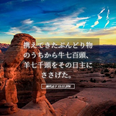 Picture 05 - 歴代志下 15:11 JPN - 携えてきたぶんどり物のうちから牛 - Bible Verse Picture