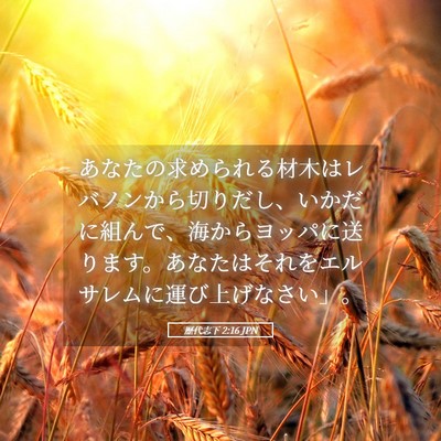 Picture 05 - 歴代志下 2:16 JPN - あなたの求められる材木はレバノン - Bible Verse Picture