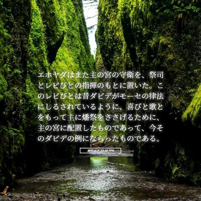Picture 05 - 歴代志下 23:18 JPN - エホヤダはまた主の宮の守衛を、祭 - Bible Verse Picture
