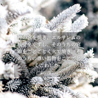 Picture 05 - 歴代志下 36:19 JPN - 神の宮を焼き、エルサレムの城壁を - Bible Verse Picture
