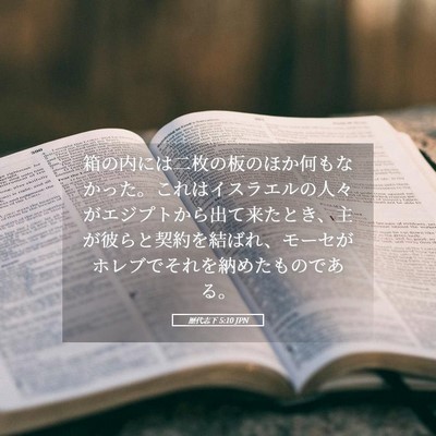 Picture 05 - 歴代志下 5:10 JPN - 箱の内には二枚の板のほか何もなか - Bible Verse Picture